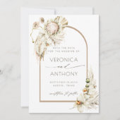 Save The Date Boho Protea Pampas Grass Floral Mariage Photo (Devant)