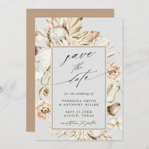 Save The Date Boho Protea Pampas Gris Gris Mariage Photo
