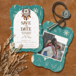 Save The Date Boho Ranch Mariage Turquoise Photo Enregistrer la