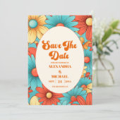 Save The Date Boho Retro Floral Mariage (Debout devant)