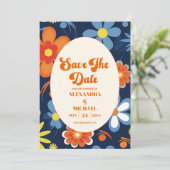 Save The Date Boho Retro Floral Mariage (Debout devant)