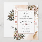 Save The Date Boho Romance aux Fleurs Sauvages | Floral Rustique (Devant / Derrière)