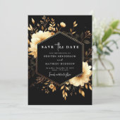 Save The Date Boho romantique or et Mariage noir (Debout devant)