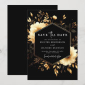 Save The Date Boho romantique or et Mariage noir (Devant / Derrière)