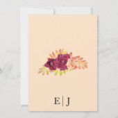 Save The Date Boho Rose de Bourgogne photo mariage Enregistrer l (Dos)