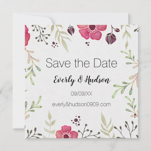 Save The Date Boho rose floral Enregistrer la date (Devant)