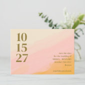 Save The Date Boho Rose Jaune Abstrait Aquarelle Chic Mariage (Debout devant)