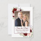 Save The Date Boho rouge et rose Boho Roses et Mariage photo (Devant)