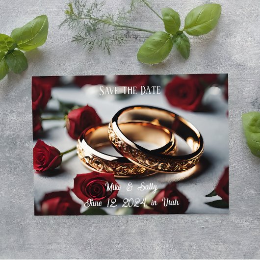 Save The Date Boho Rouge Fleurs Décoratives Mariage Enregistrer