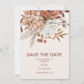 Save The Date Boho Rust Terracotta séché Fan Fleurs Mariage (Devant)