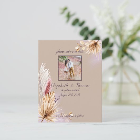 Save The Date Boho Rustic Summer Pampas Grass Mariage (Debout devant)