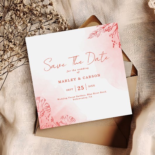 Save The Date Boho rustique aquarelle Mariage en terre cuite