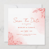 Save The Date Boho rustique aquarelle Mariage en terre cuite (Devant)