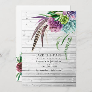Save The Date Boho rustique mystique Mariage Plante succulent
