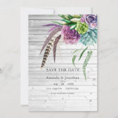 Save The Date Boho rustique mystique Mariage Plante succulent (Devant)