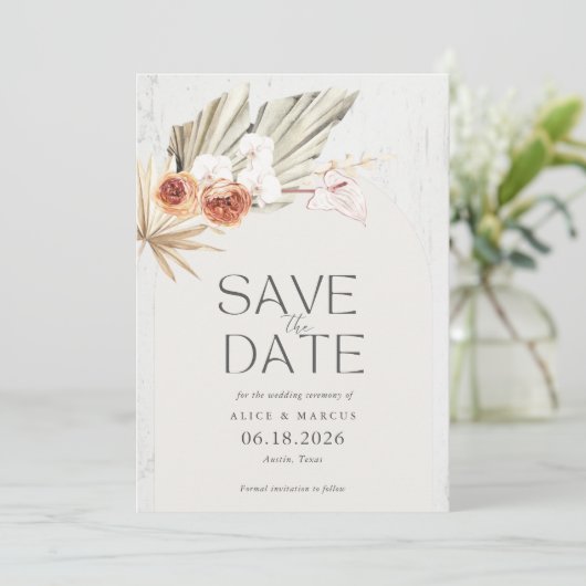 Save The Date Boho Rustique photo mariage Enregistrer la date (Debout devant)