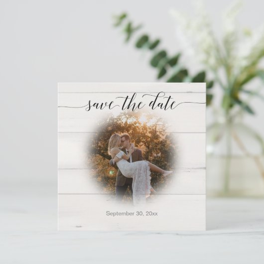 Save The Date BOHO Rustique Script Typographie Pampas Grass Phot (Debout devant)
