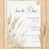Save The Date Boho Rustique séché Tan Grass Mariage