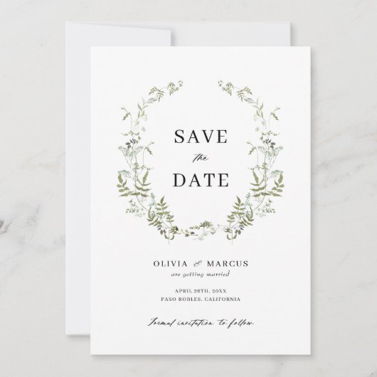 Save The Date Boho Sage Foliage Mariage Enregistrer La Date Invi (Devant)