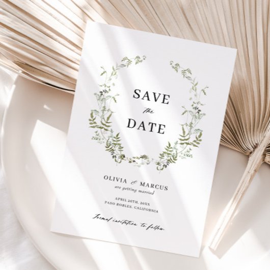 Save The Date Boho Sage Foliage Mariage Enregistrer La Date Invi