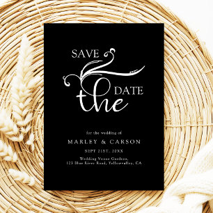 Save The Date Boho Script minimaliste Mariage noir