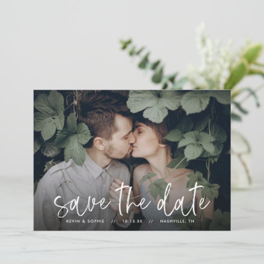 Save The Date Boho Script Photo Overlay Enregistrer la date (Debout devant)
