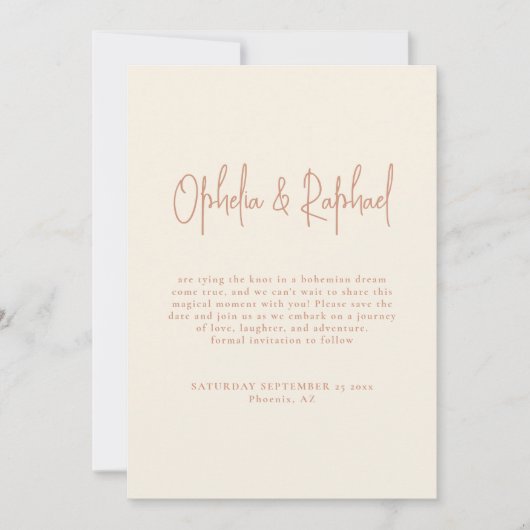 Save The Date Boho Script photo QR Mariage Terracotta Cream (Devant)