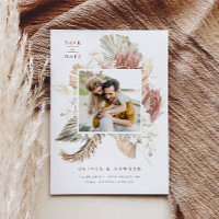Boho séché Palm Feuilles et Orchidées Blanches Pho