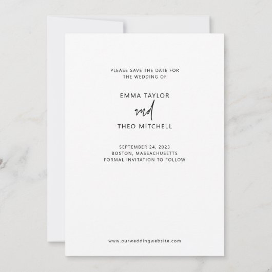 Save The Date Boho simple | Élégant script moderne et photo (Dos)