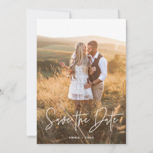 Save The Date Boho simple Élégant script moderne et photo