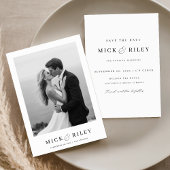 Save The Date Boho Simple Elegant Texte et Mariage photo