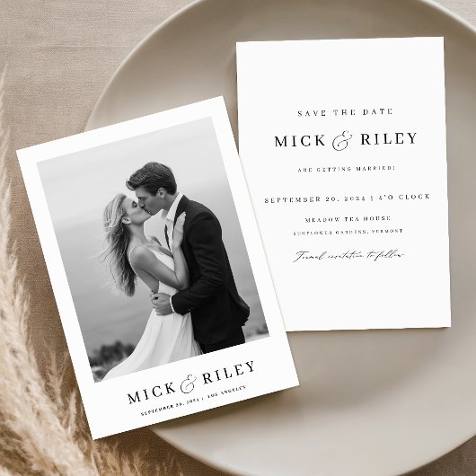 Save The Date Boho Simple Elegant Texte et Mariage photo