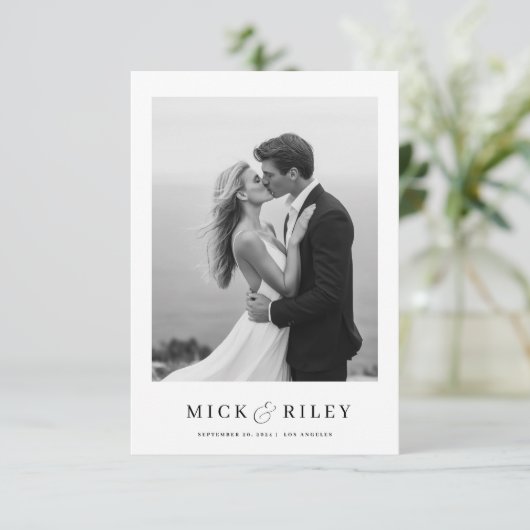 Save The Date Boho Simple Elegant Texte et Mariage photo (Debout devant)