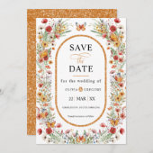 Save The Date Boho Spring Fleurs sauvages papillons Enregistrer (Devant / Derrière)