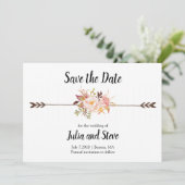 Save The Date Boho Style Elegant Aquarelle Fleurs Mariage (Debout devant)