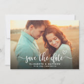Save The Date Boho Stylish Heart Script One Photo Mariage (Devant)