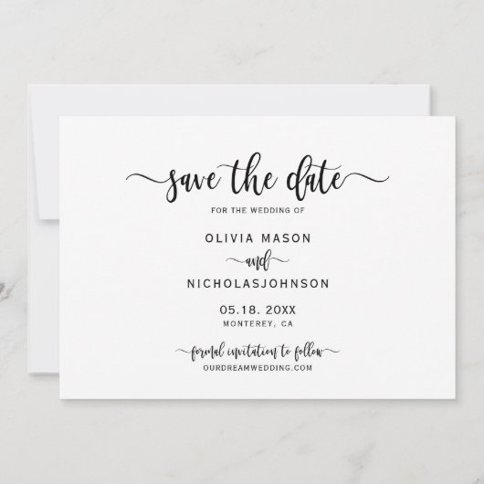 Save The Date Boho Stylish manuscrit Script One Mariage photo (Dos)