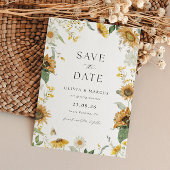 Save The Date Boho Sunflower Golden Rays Floral Elégant Mariage