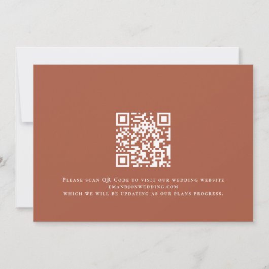 Save The Date Boho Terracotta Automne Florals QR Code Rust Maria (Dos)