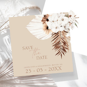 Save The Date Boho Terracotta Beige Pampas Grass Mariage Floral