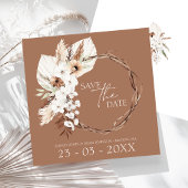 Save The Date Boho Terracotta Brown séché fleuri Mariage