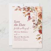 Save The Date Boho Terracotta brûlé Orange Floral Mariage (Devant)