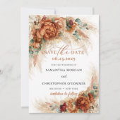 Save The Date Boho terracotta brûlé orange pampas herbe (Devant)