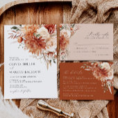 Save The Date Boho Terracotta Dahlia Rose Floral Élégant Mariage