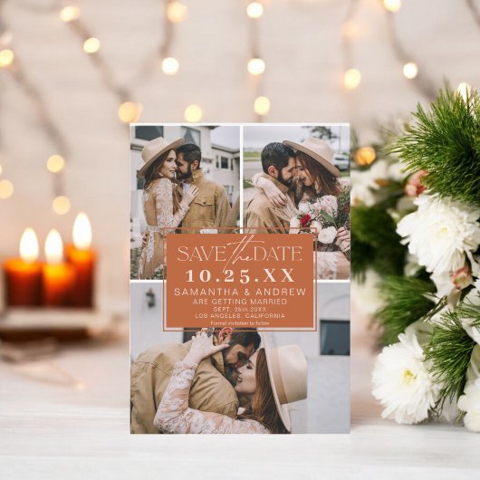 Save The Date Boho terracotta enregistrer la date 3 photo grille