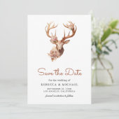 Save The Date Boho Terracotta Floral Deer Wedding (Debout devant)