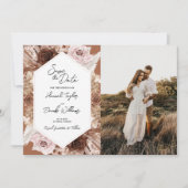 Save The Date Boho Terracotta Floral Photo Mariage (Devant)