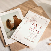 Save The Date Boho Terracotta Floral Wedding Enregistrer la date