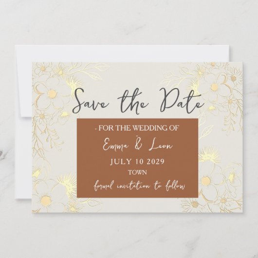 Save The Date Boho Terracotta Mariage Épargnez la Date (Devant)