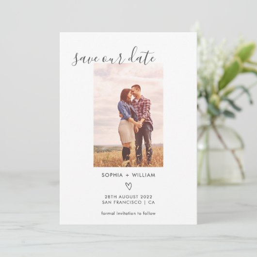 Save The Date Boho Terracotta Mariage Photo Enregistrer La Date (Debout devant)